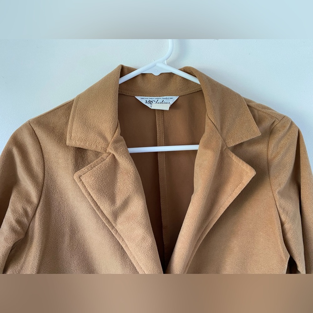 Vtg NPC Fashions Camel Tan Beige Plush Velvet Blazer Suit Jacket 10